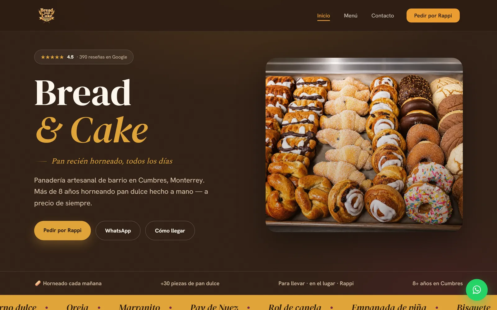 Sitio web de Bread and Cake